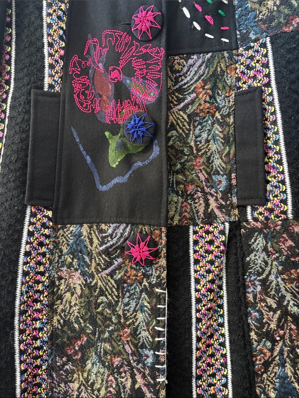 KESSLEY Patchwork Embroidered Hooded Jacket – Size M - Picture 9 of 16
